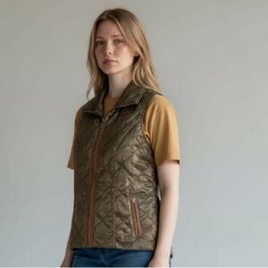 Chico’s  Bronze & Brown Lightly Padded Vest w Pockets, Nice Sheen to Fabric